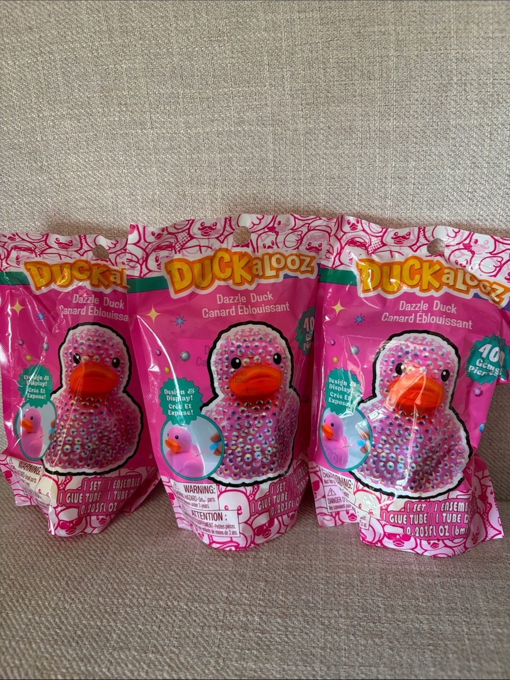 Duckalooz Dazzle Duck Pink Set of 3 NEW